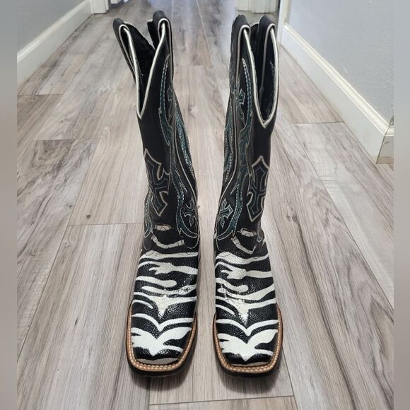 Nocona ladies safari rancher boots white tiger ray foot sz 5 can fit 5 1/2 - Picture 14 of 17